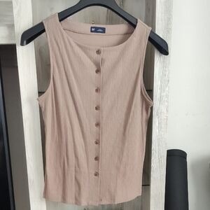 GAP Tan Ribbed Button-Front Tank Top SZ Small New With Tags